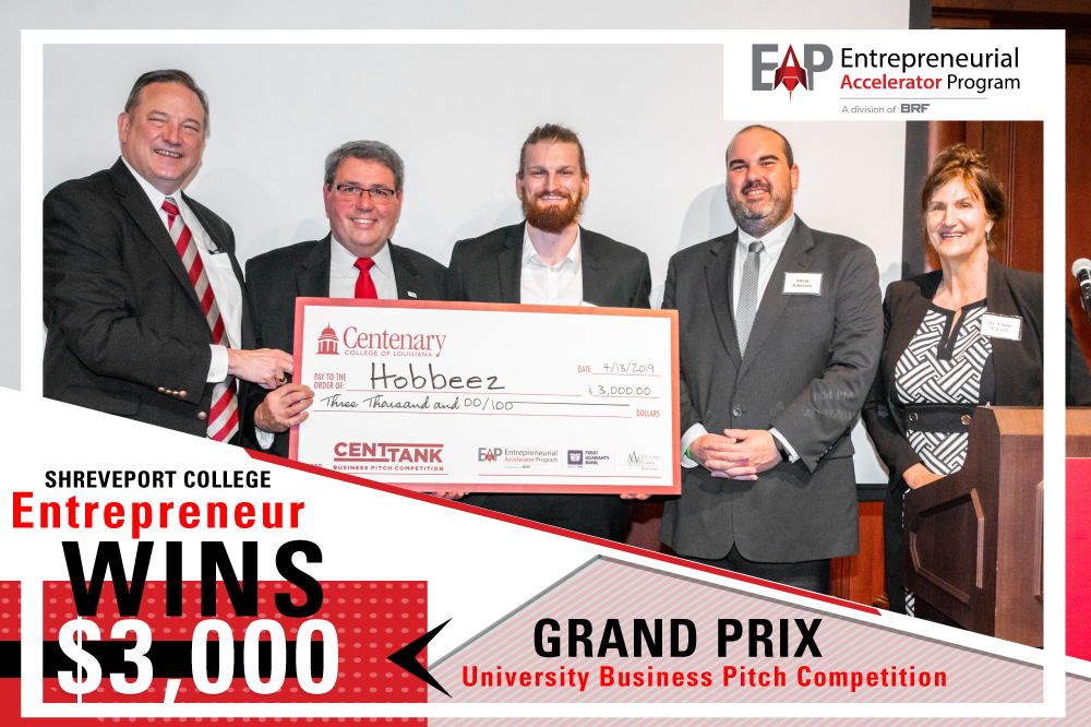 EAP adds Centenary College to its Grand Prix university business pitch competitions. Winners announced.